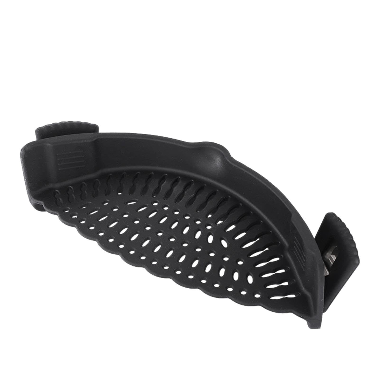 Clip On Pot Strainer,Snap Strain Silicone Food Colander,Straining for Fruits Veggies Silicone Strainer-Fit All Pots Bowls(black)