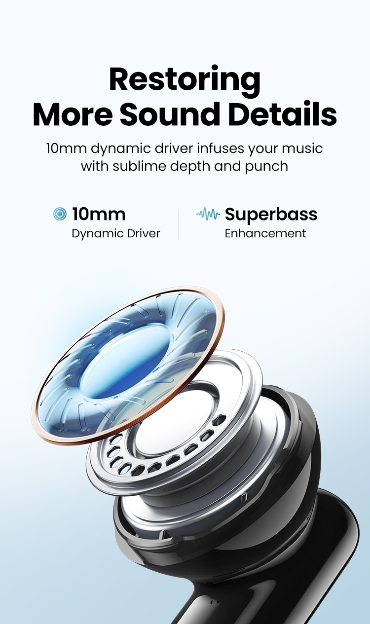 UGREEN 90401 HiTune T3 Active Noise-Cancelling Wireless Earbuds (Black) โ image 4
