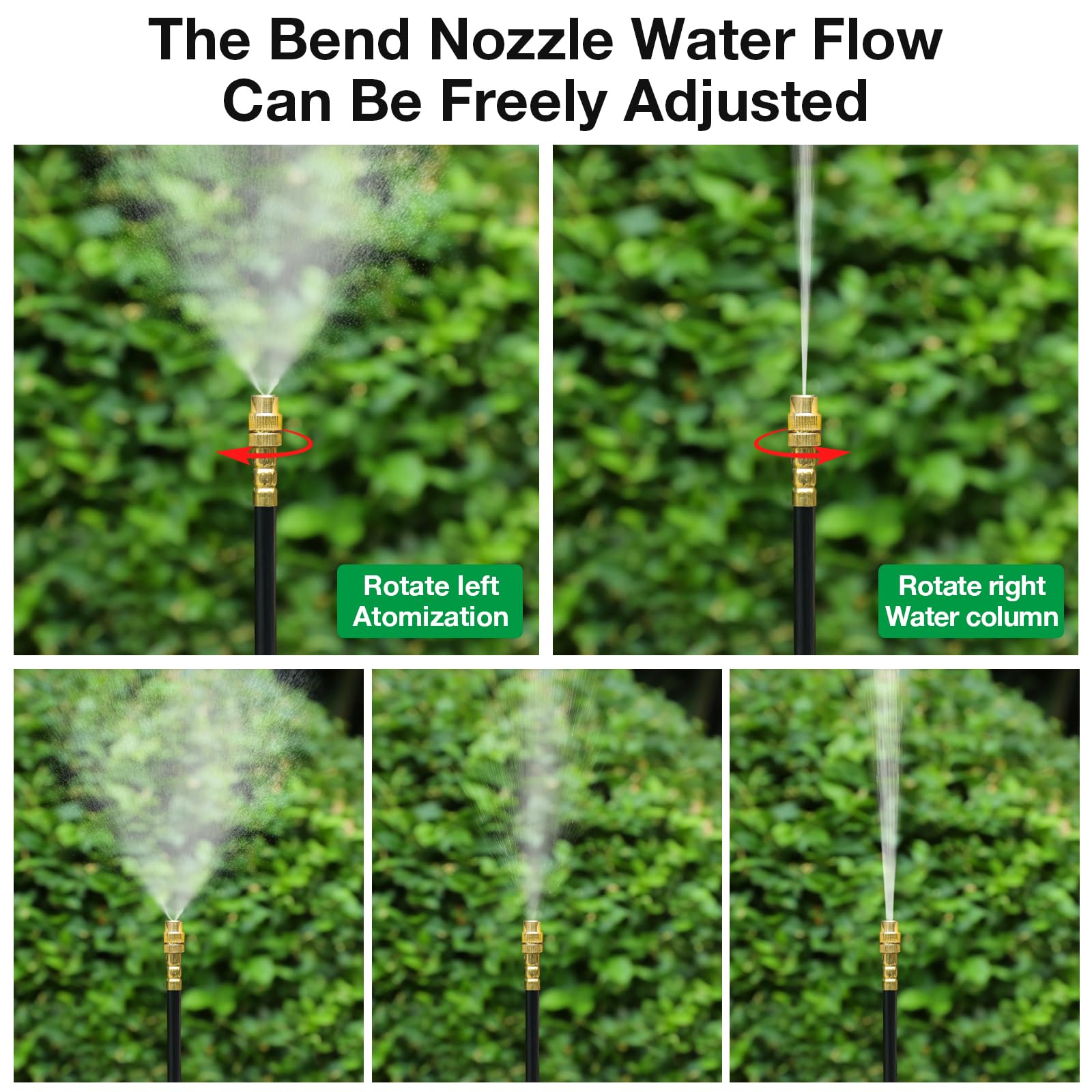 50Ft 1/4" Drip Irrigation System,Garden Irrigation Kit with 12pcs 360° Adjustable Copper Nozzles,Automatic Watering System for Outdoor,Raised Bed,Potted — image 3