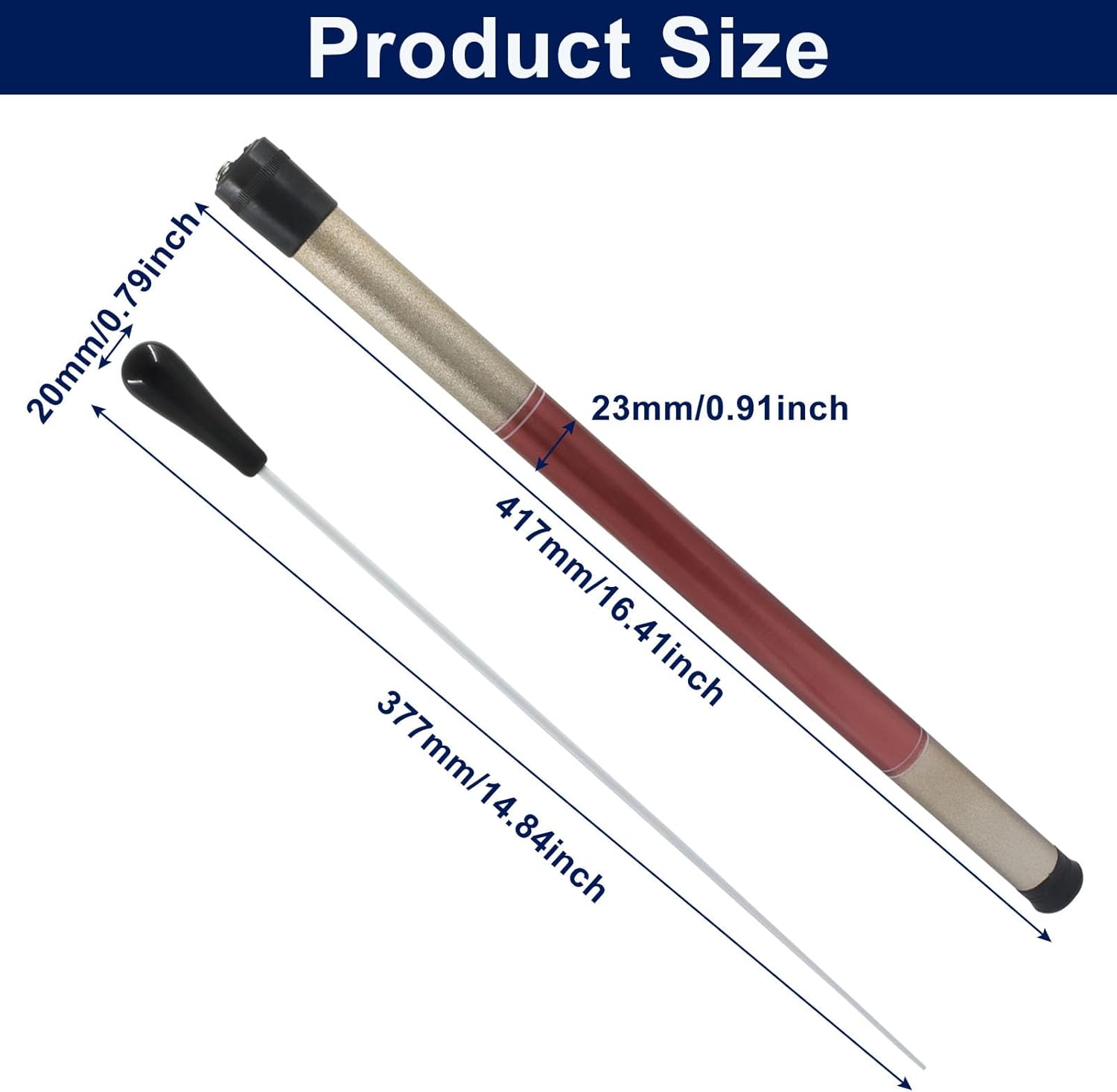 Music Conducting Baton, Imitation Agate Handle Baton Lightweight Conductor Baton with Tube Case for Concert(Black Handle, 1 Pack) — image 3