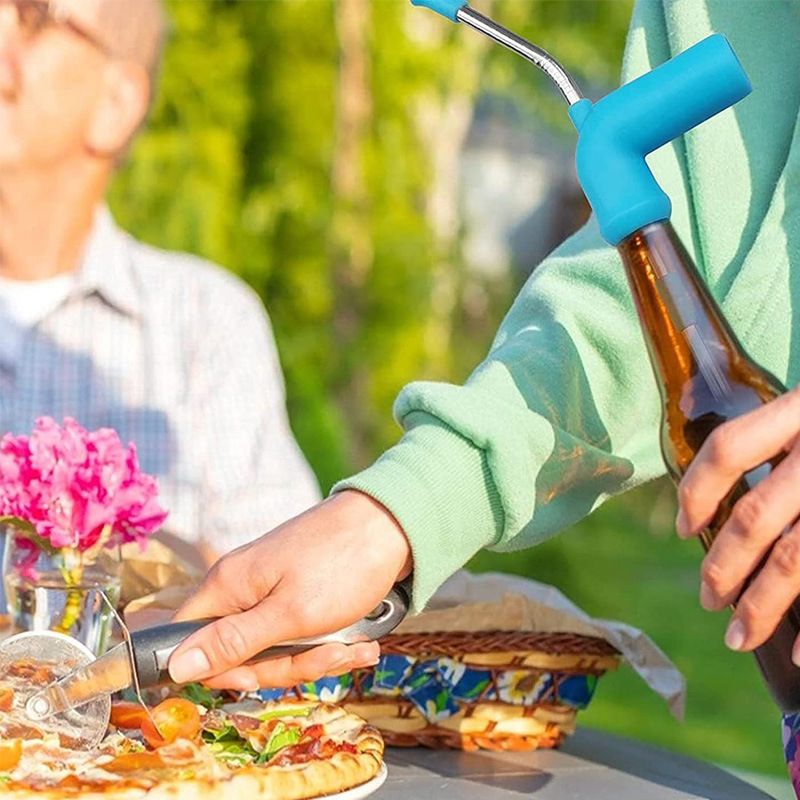 Beer Snorkel Funnel Dispenser Beer Chugger Stainless Steel Straight Tube Drinking Chug Can and Bottle Straw (with Straw Brush) — image 3