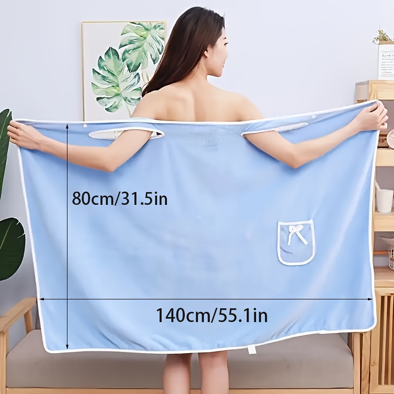 1-Piece Bath Towel with Pocket, Wearable Bath Towel, Bathroom Shower Supply, Can be Used as Robe, Nightgown, Sexy Strap Dress, Blanket, Indoor/Outdoor Fitness โ image 4