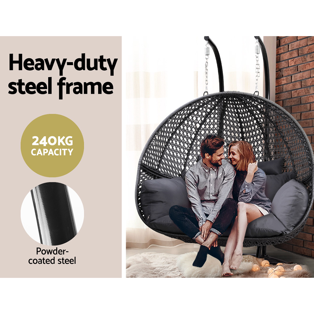 Gardeon Outdoor Swing Chair Hanging Rattan Patio Furniture Pod Stand Cushion 2 Seater โ image 5