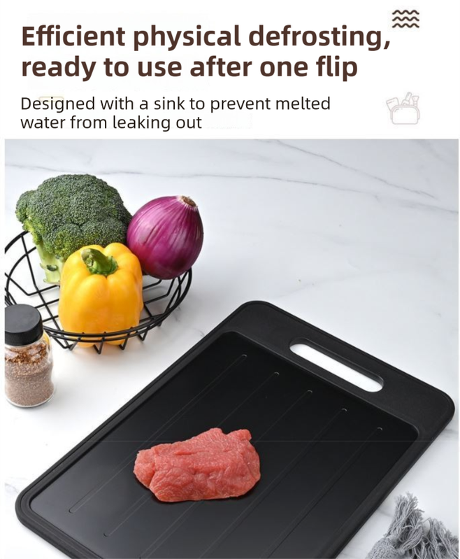 Black Aluminum Alloy Fast Thawing Dual-Sided Cutting Board(36.5x25CM) - Multifunctional Kitchen Tool with Garlic Grinder and Knife Sharpener — image 4
