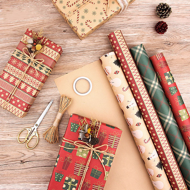Christmas Gift Wrapping Paper 6-Pack - Vintage Kraft Style for Holiday Presents, 70x50cm โ image 2