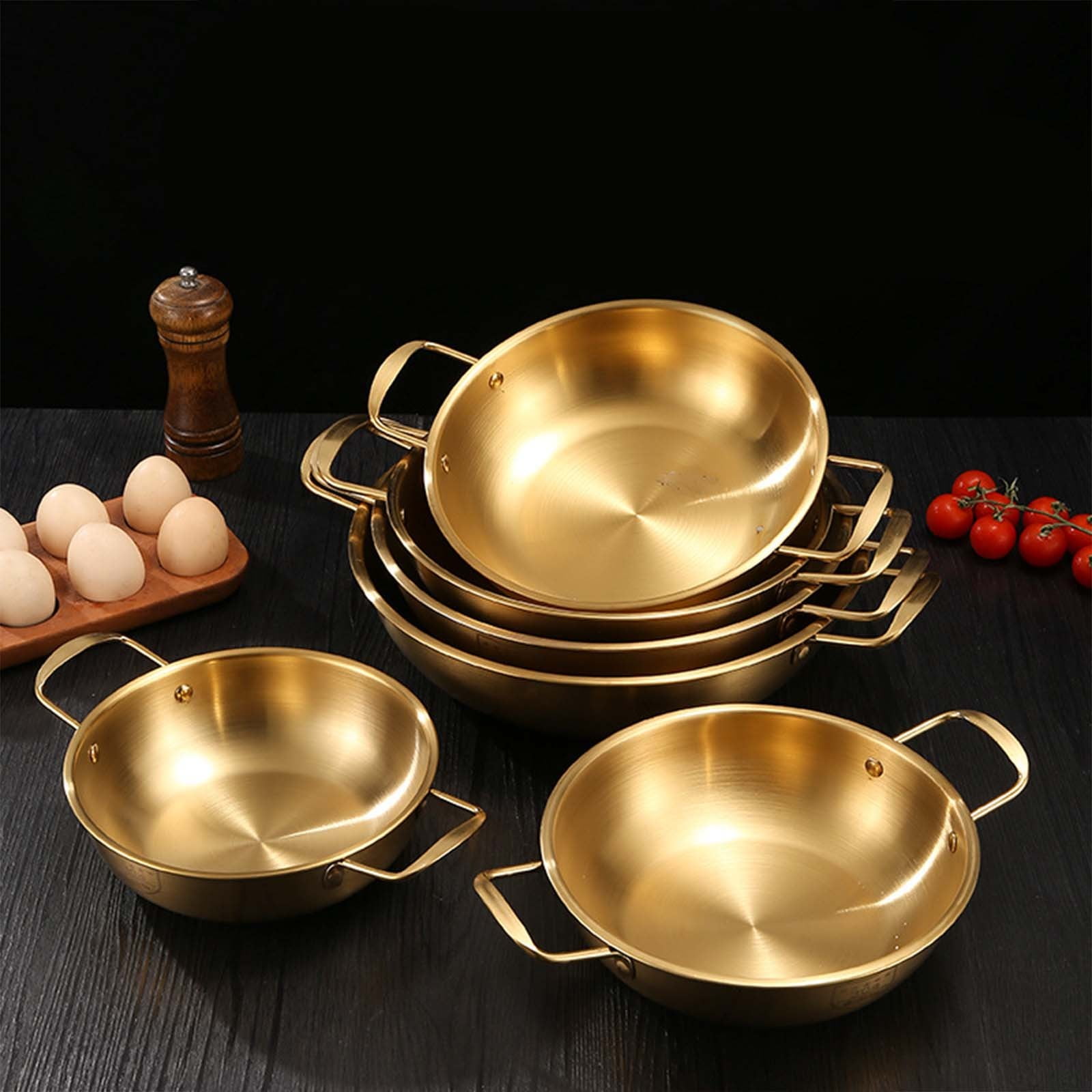 Stainless Steel Instant Noodle Pot, 7.1" Korean Ramen Noodle Pot with Handles Stainless Everyday Pan Golden Korean Cooking Pot for Soup Noodle Pasta Home and — image 4