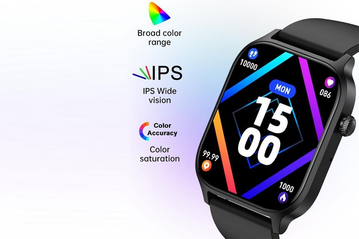 Smart Watch 1.85-Inch Fitness Watch with Heart Rate Sleep Monitor Blood Oxygen Blood Pressure Activity Tracker-Black — image 5