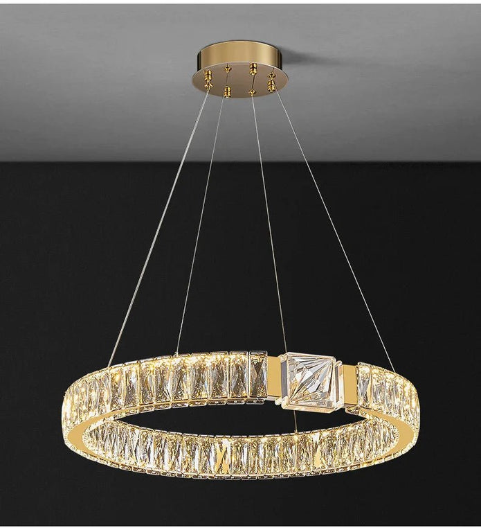 BAMDECOR C3319 Modern Crystal Chandeliers Lighting Fixtures Contemporary Round Chandelier Lighting Fixtures Crystal Pendant Ceiling Lights(Gold-80cm) — image 4