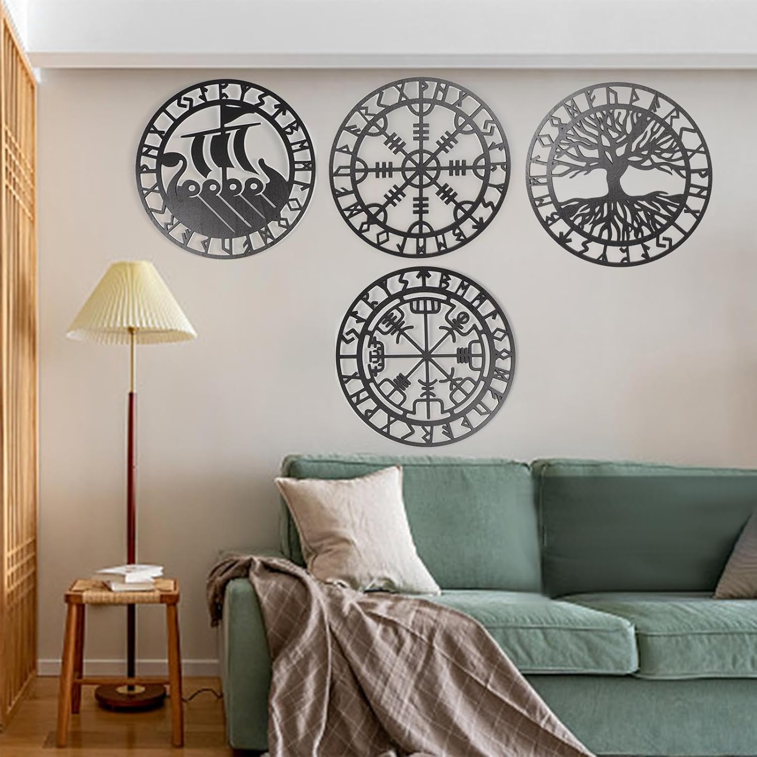 Metallic Viking Wall Art | Nautical Nordic Compass Decor for Bedroom or Living Room — image 4