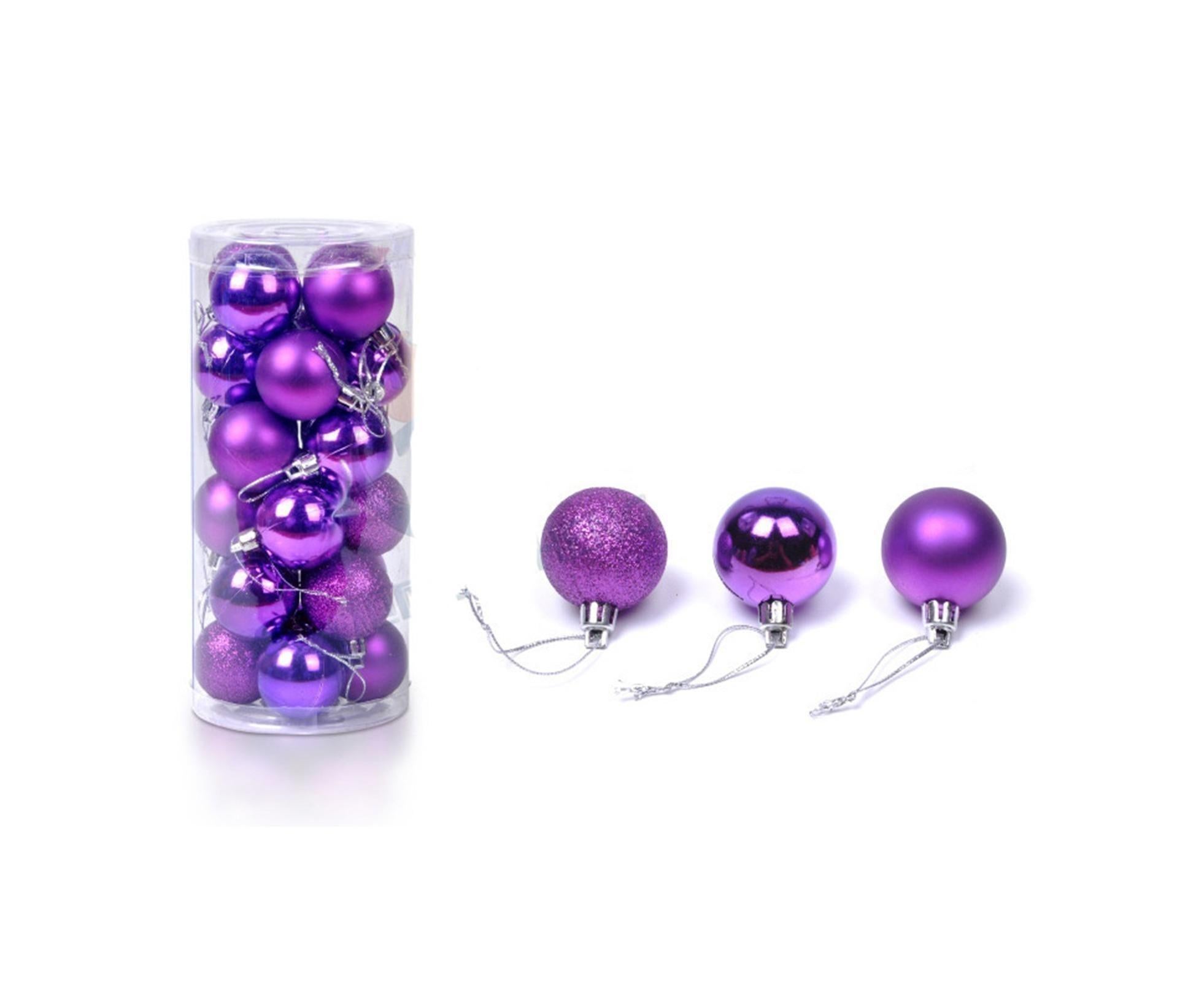 24Pcs Christmas Balls Glitter Anti-fade Plastic Christmas Tree Decor Balls for Home-Purple 4cm โ image 2