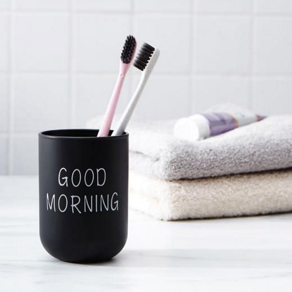 1 Piece Unbreakable Plastic Bathroom Cup - Toothbrush Holder & Reusable Tumbler for Drinking & Mouthwash. Easy to, Black, 2.5 × 6.4 × 8.9 cm — image 5