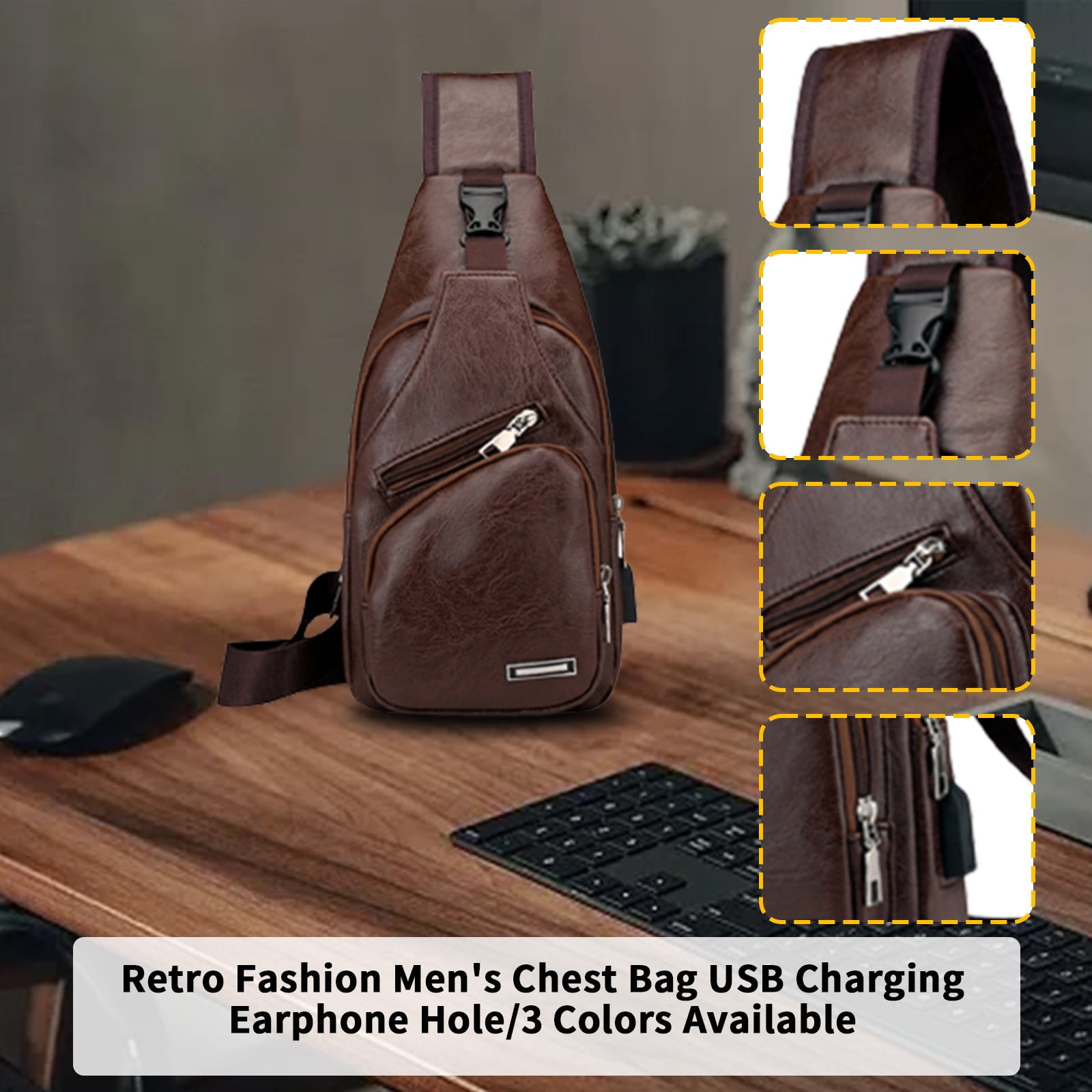 Sling Bag for Women, Crossbody Sling Backpack Small Sling Bag Multipurpose Crossbody Shoulder Bag Travel Hiking Backpack, Sling Bag for Men #3-Brown — image 5