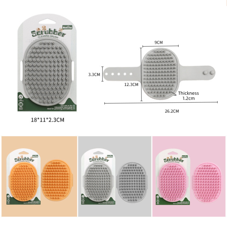 Blue Pet Bath Massage Brush Soft TPR Grooming Brush for Dogs and Cats Adjustable Hand Strap Deshedding Scrubber โ image 4