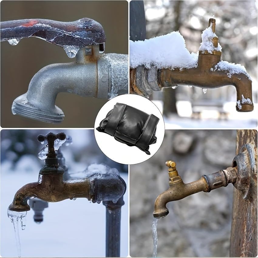 2 Pack Black Outdoor Faucet Cover Winter Freeze Protection Waterproof Insulated Garden Tap Sleeve Universal Cold Weather Shield — image 4