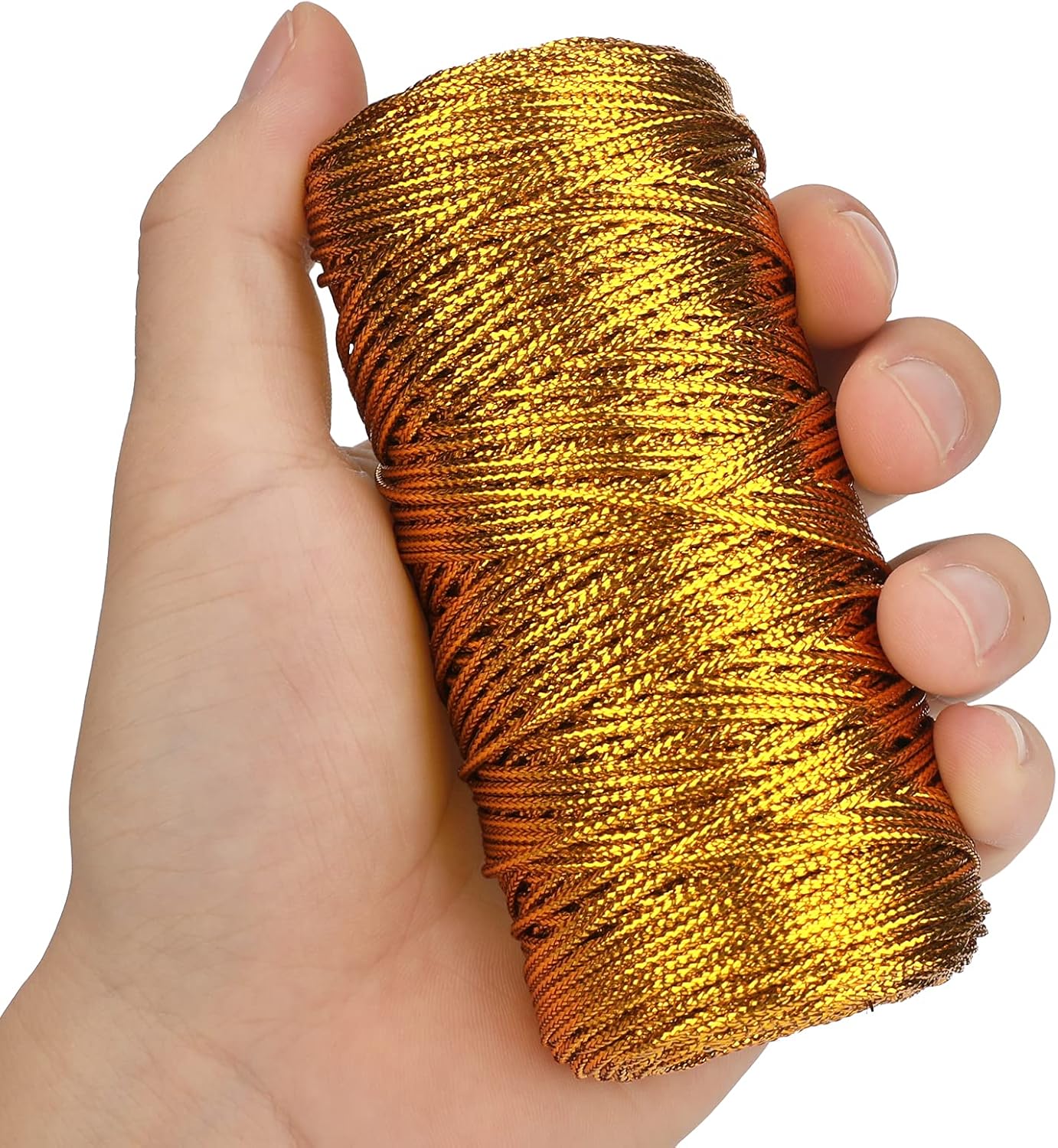 328 Feet Gold String Twine - 1.5mm Metallic Thread Gift Wrapping - 16Ply Inelastic Macrame Glitter Gold Cord for Christmas Halloween Crafting DIY Presents — image 4