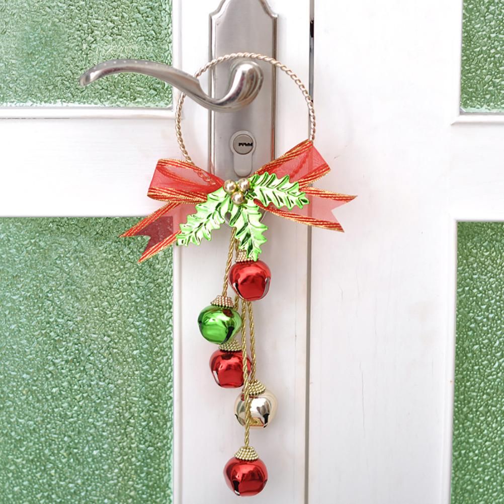 Christmas Ornaments with Bow Christmas Metal Bell Hanging Pendant Xmas Tree Door Hanger โ image 5