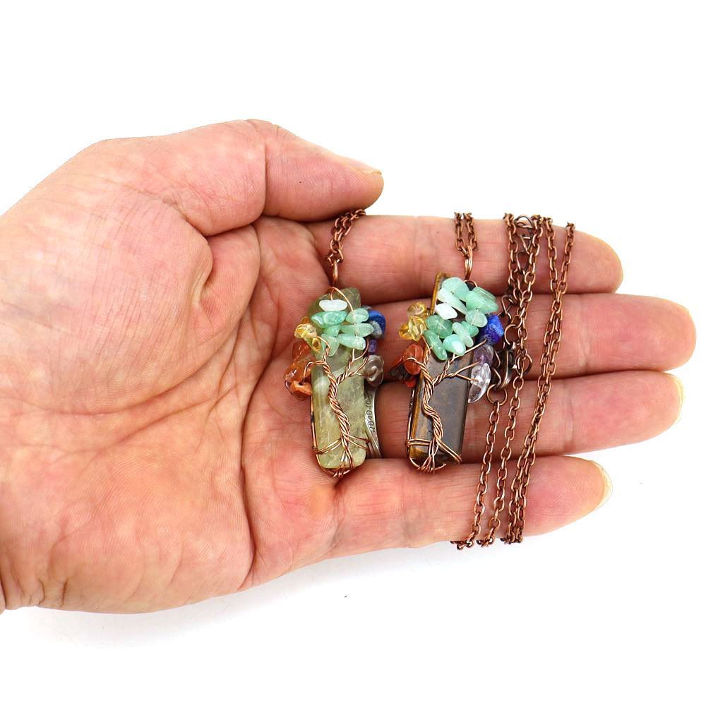 Natural Stone Tree of Life Charm Necklace, Antique Copper Craft, Red Agate, Versatile Wearable Holiday Souveni — image 5