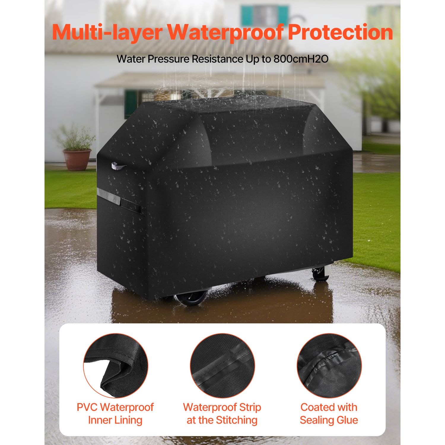 65 inch Grill Cover Heavy Duty BBQ Gas Grill Cover Outdoor Waterproof — image 3