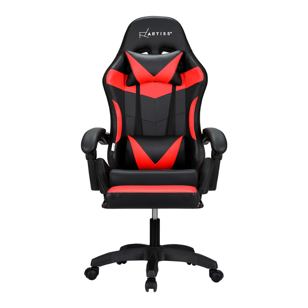 Artiss 6 Point Massage Gaming Office Chair 7 LED Footrest Red โ image 3