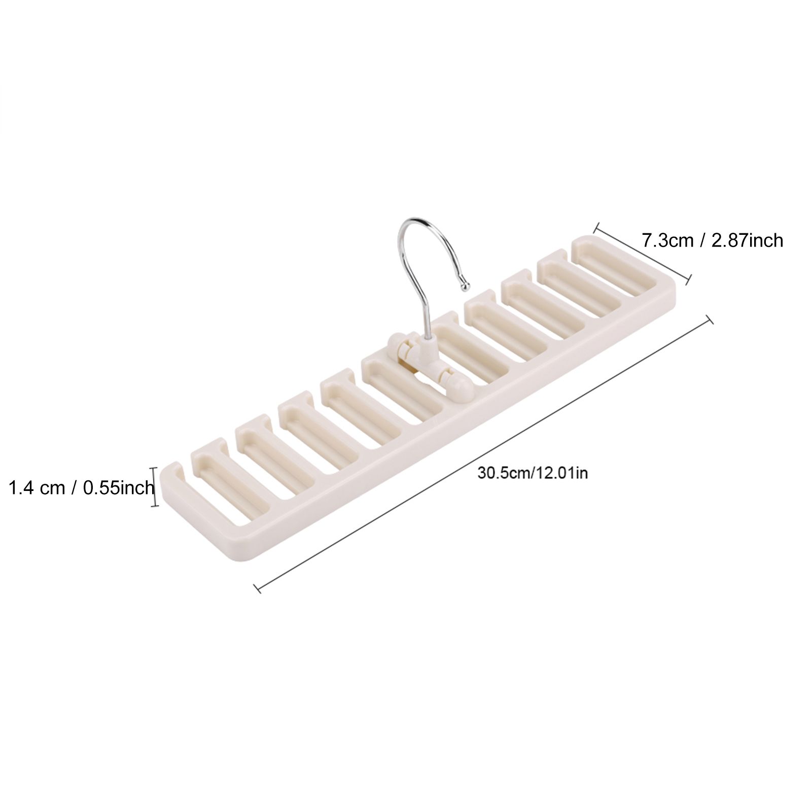 10 Slot Tie Belt Scarf Rack Organizer Sturdy Plastic Closet Wardrobe Space Saver Beige — image 4