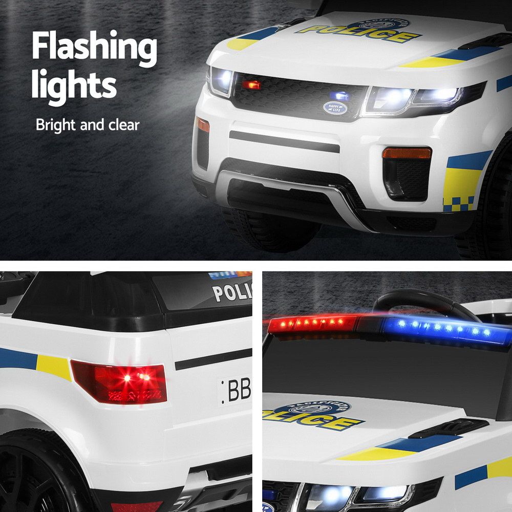Rigo Kids Electric Ride On Patrol Police Car Horn Music Remote White โ image 6