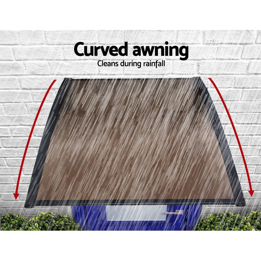 Instahut Window Door Awning Canopy 1.5mx4m Brown Sheet Black Plastic Frame โ image 5