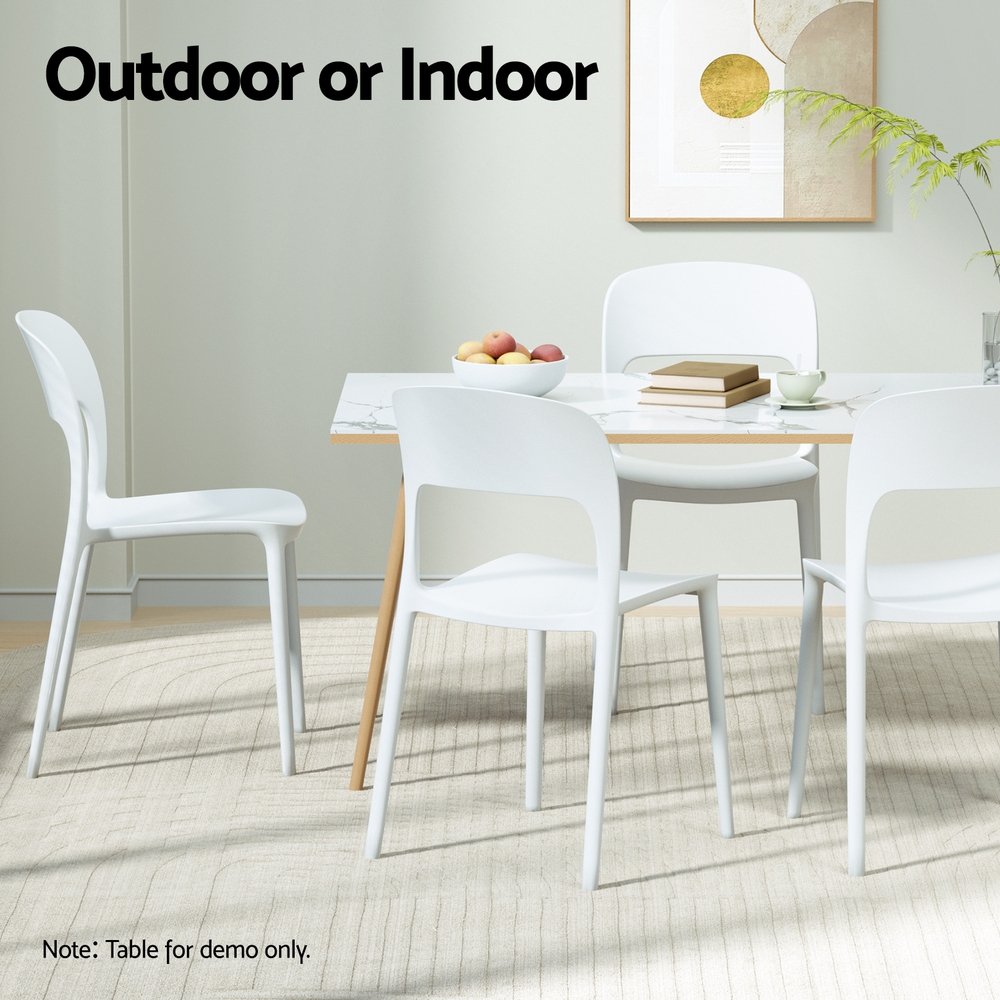 Gardeon 4PC Outdoor Dining Chairs Stackable PP Patio Chair Garden Furniture White — image 6