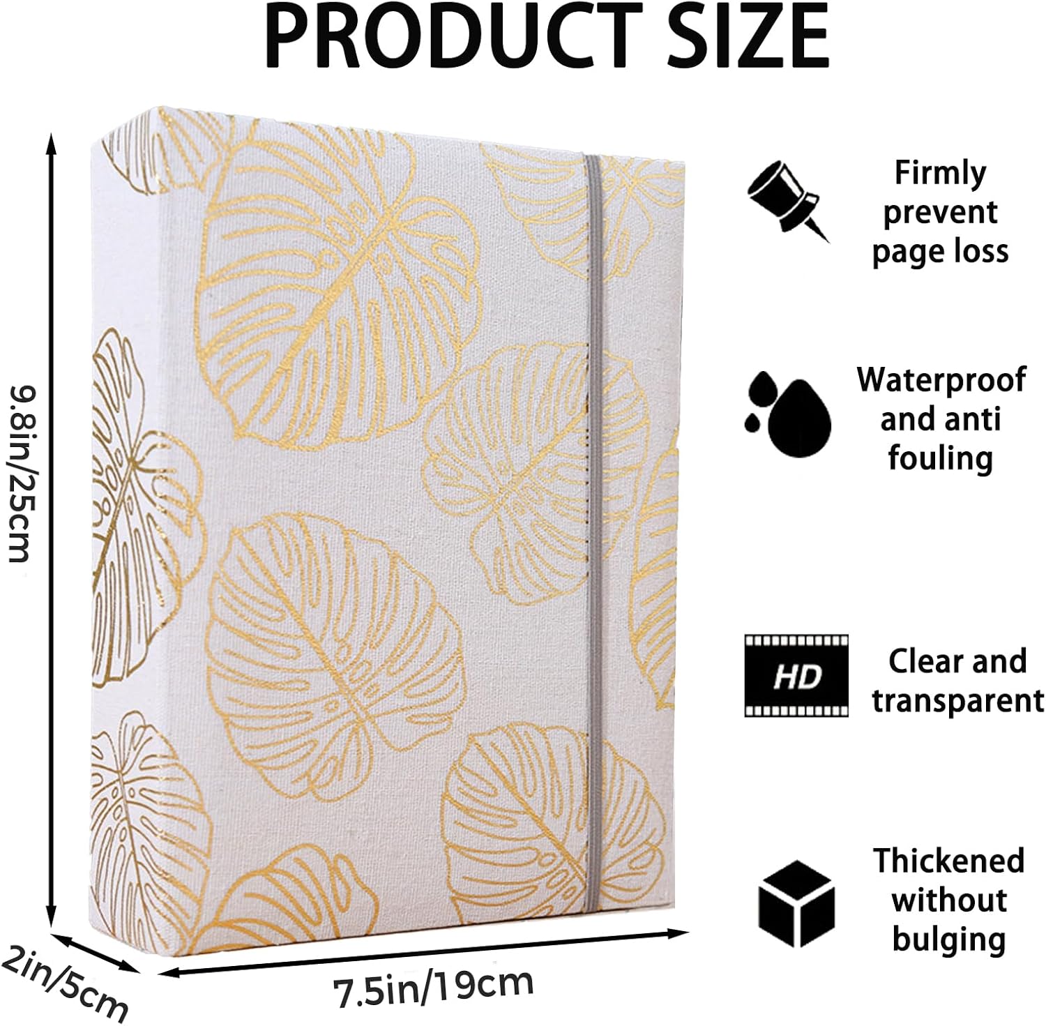 Photo Album 4x6 200 Photos Linen Cover Picture Photo Book for Family Wedding Anniversary Baby Vacation (200 Photos (4x6), Golden Leaves) — image 2