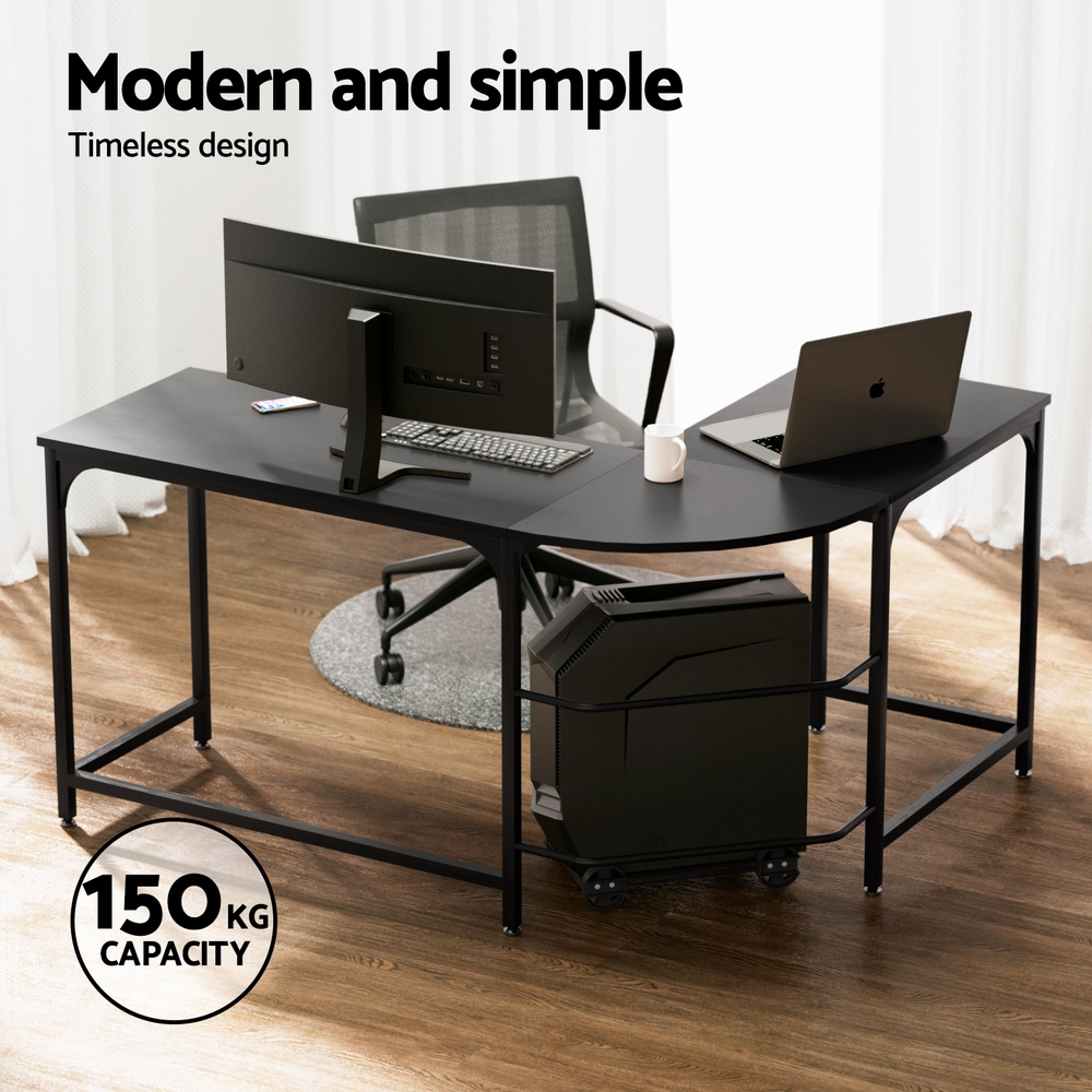 Artiss Computer Desk L-Shape CPU Stand Black 147CM β image 4
