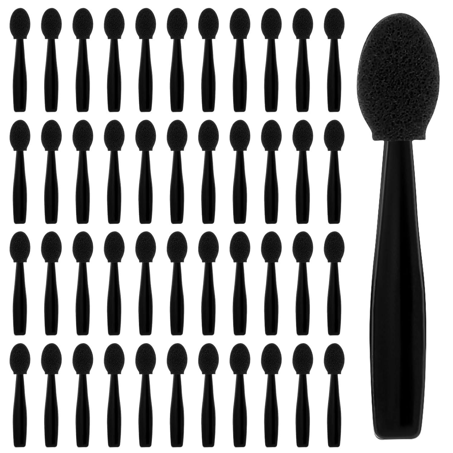 50 Pcs Eye Shadow Applicator Sticks, 1.9" Reusable Short Handle Dual Sided Sponge Cosmetic Brushes, Professional Disposable Single Head Soft Mini Portable