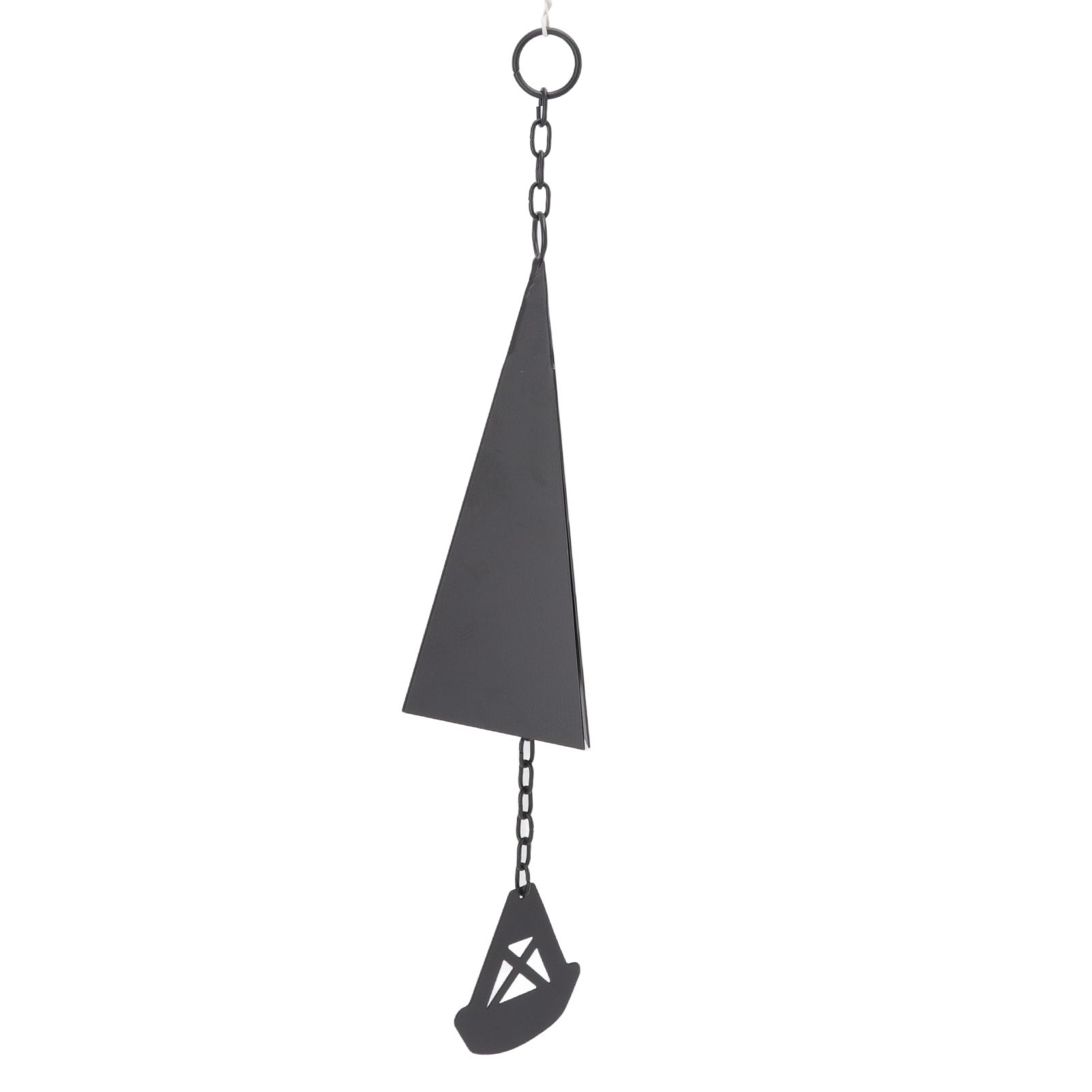 Triangular Wind Chimes Courtyard Bell Pendant Home Decoration Iron Black with Hanging Ring for Garden — image 3