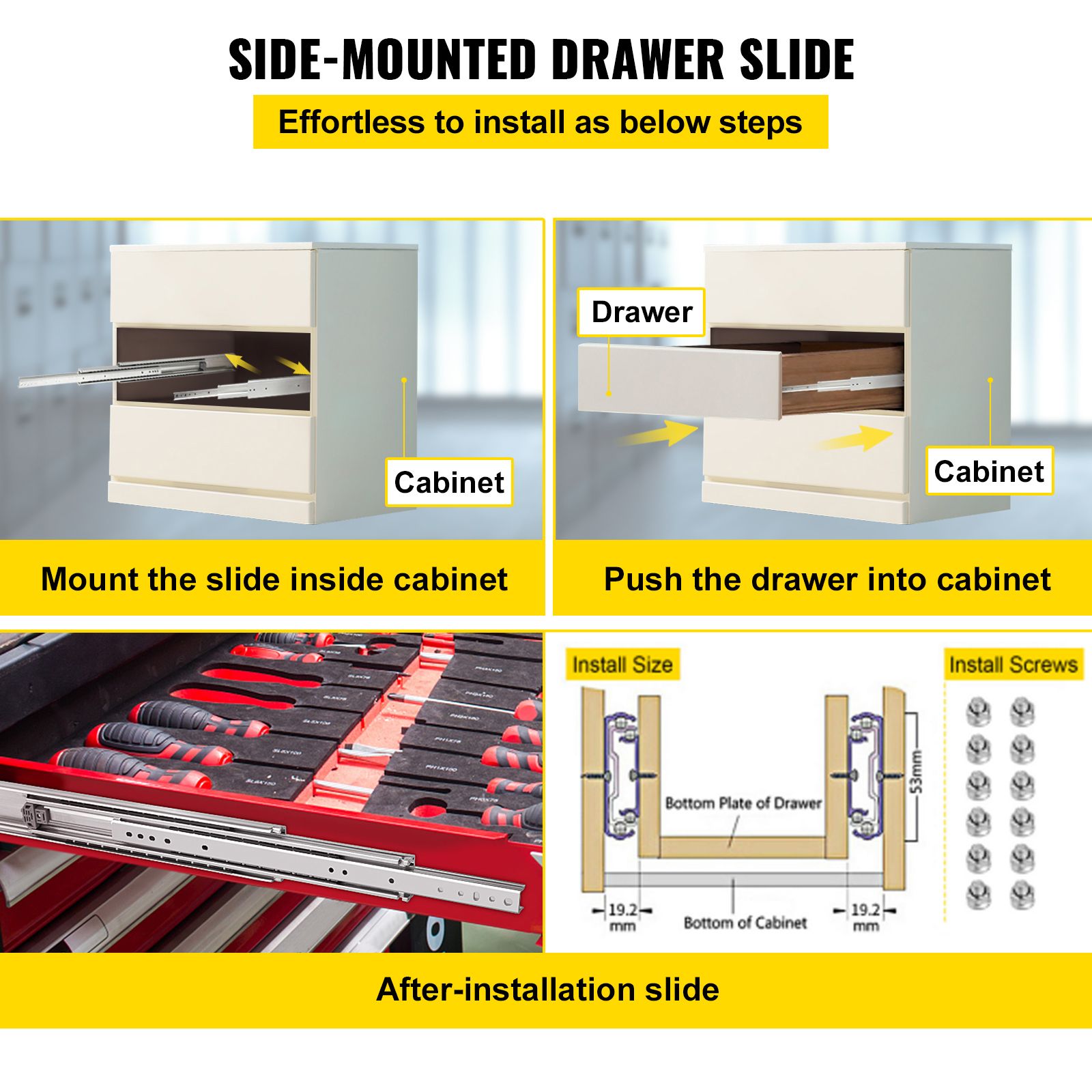 Drawer Slide Soft Close Drawer 1Pair 48" Ball Bearing Full Extension 500lb โ image 6