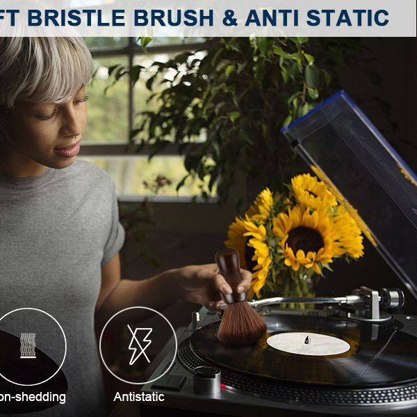Records Cleaner Brush - Audio Record Cleaner Brush - Anti Static Dust Cleaning Record Brush - Wooden Soft Brush — image 3