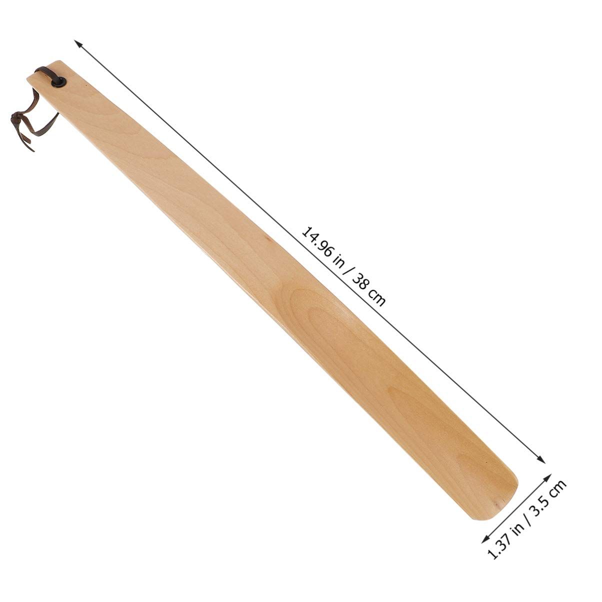 Wood Shoe Horn Long Handle Practical Wood Shoehorns for Men Women and naturally curved, just fits the heel β image 2