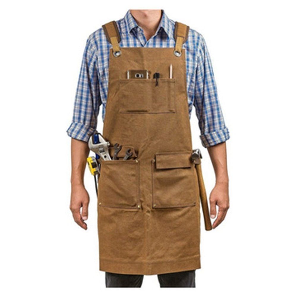 Woodworking Apron for Men Shop Apron Thick Canvas Work Apron with Tool Pockets,Carpentry Electrician Garden Work Clothes โ image 2