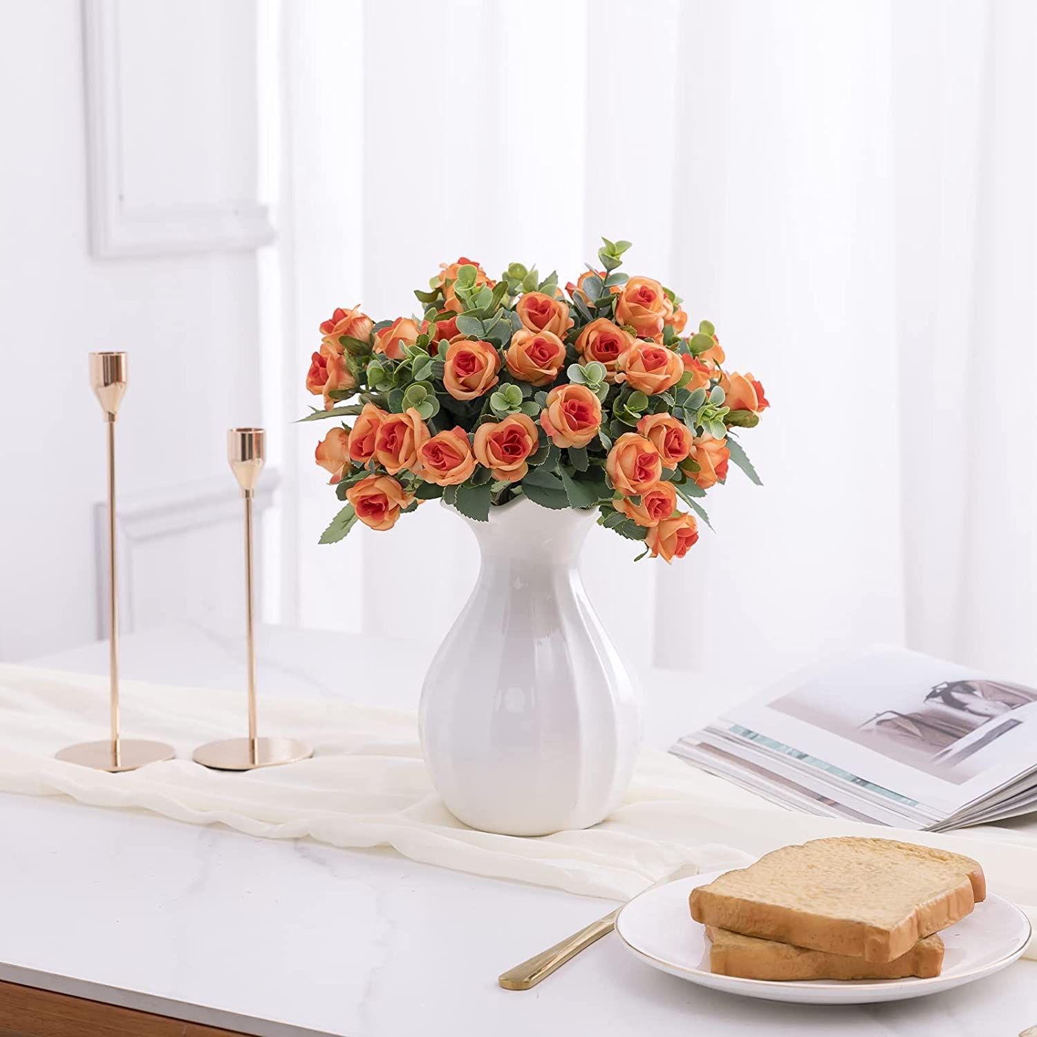 Artificial Flowers, Fake Mini Rose Silk Faux Flowers, Fake Roses Silk Flowers Arrangements Decor, UV Resistant — image 3