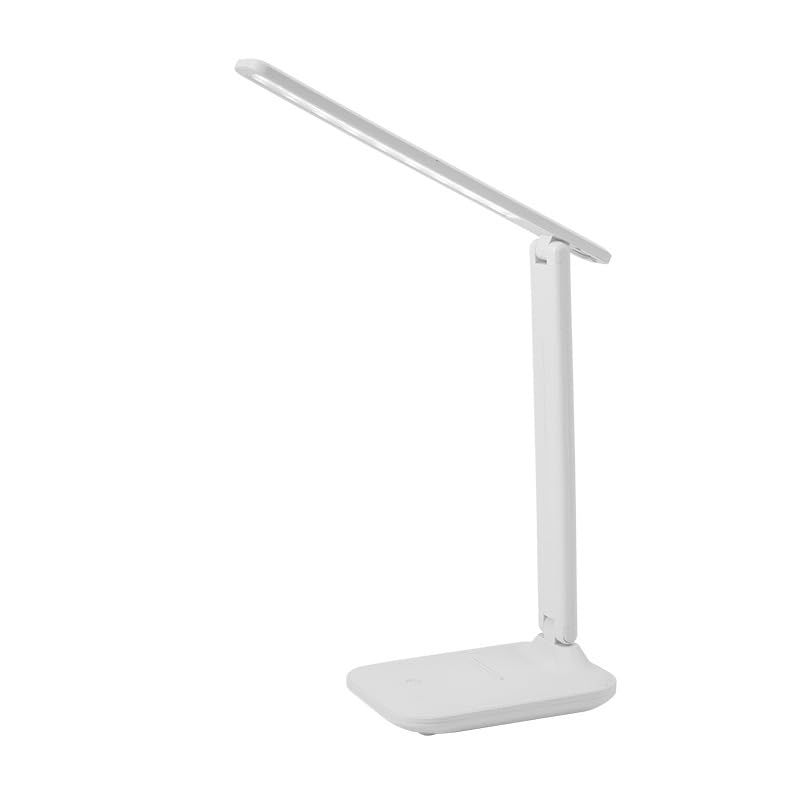 LED Folding Table Lamp with Eye Protection, USB Charging Ports, Dimmable, Dormitory, Reading - White
