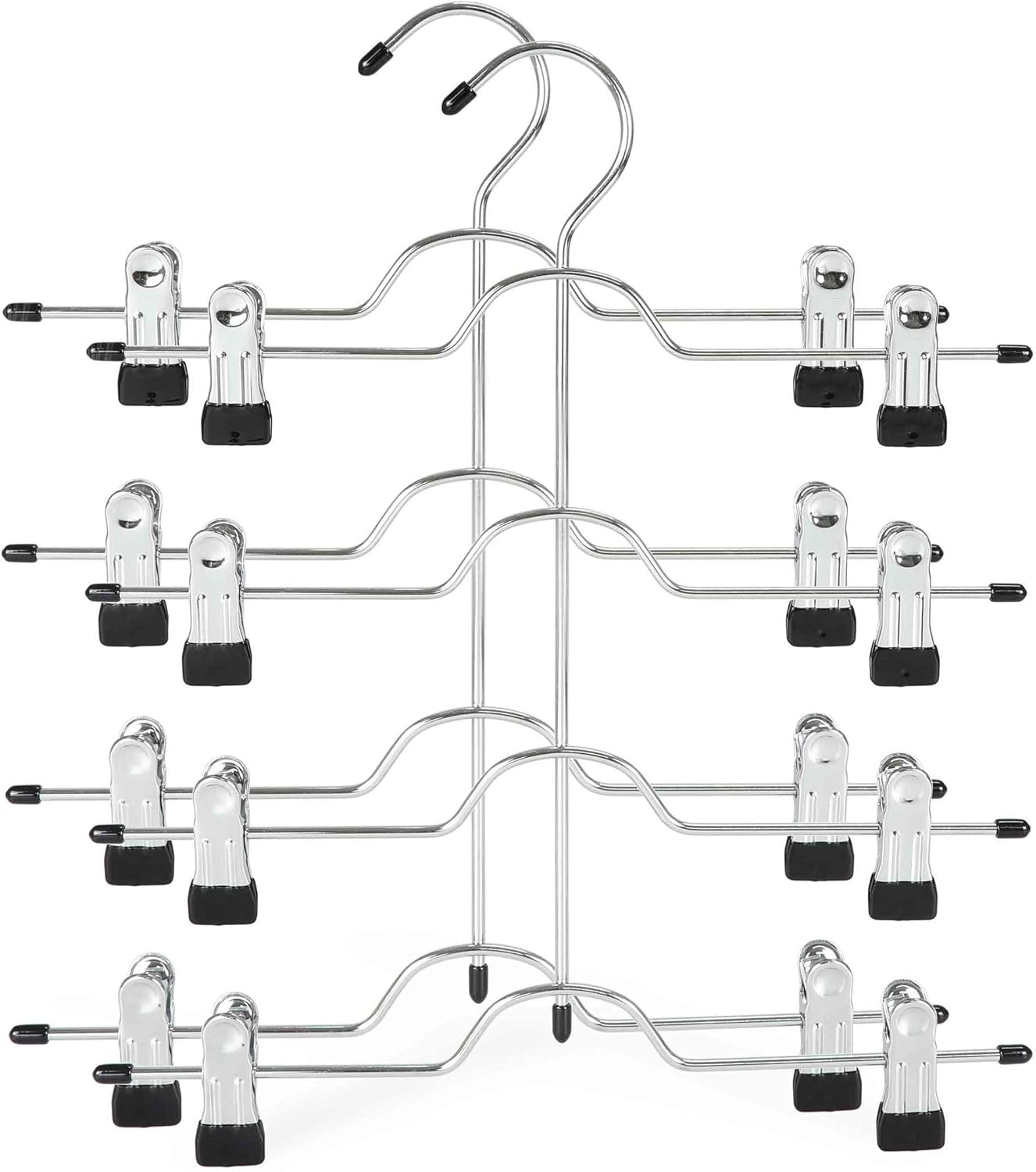 2 Pack Black Pants Hangers with Adjustable Clips Non-Slip Space Saving for Jeans Shorts Skirts Dresses Hand Towels in Laundry Room