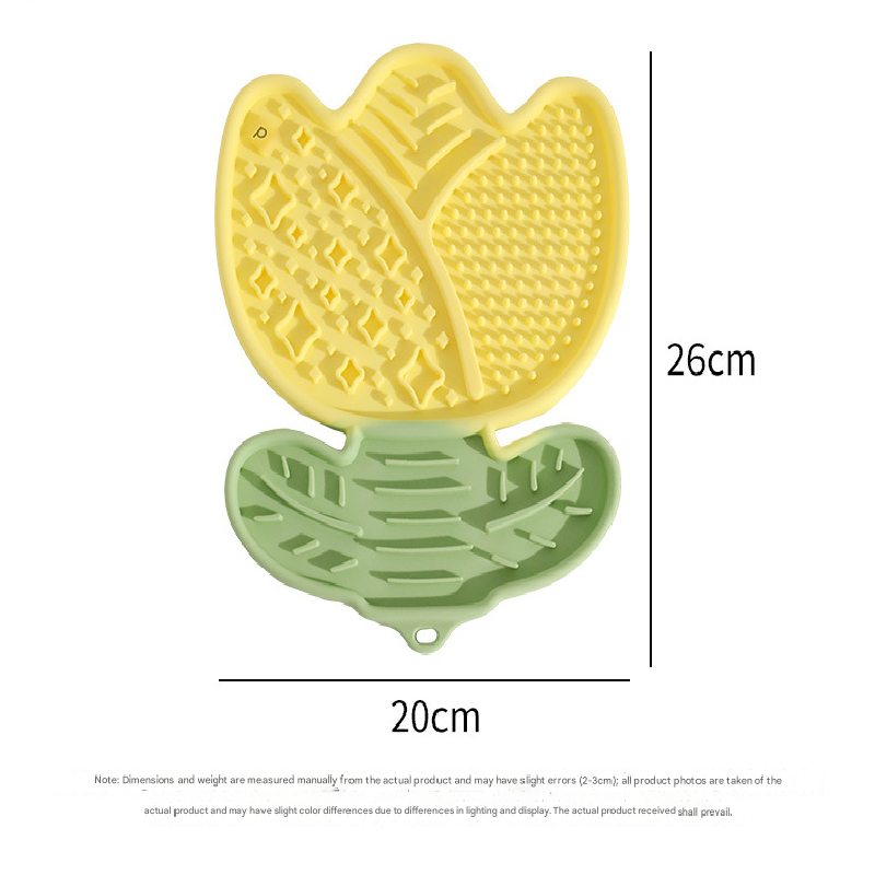 2-pcs Rouge powder Tulip Shaped Silicone Pet Licking Mat Slow Feeder Dog Cat Lick Pad with Suction Cups Anxiety Relief and Boredom Buster — image 5