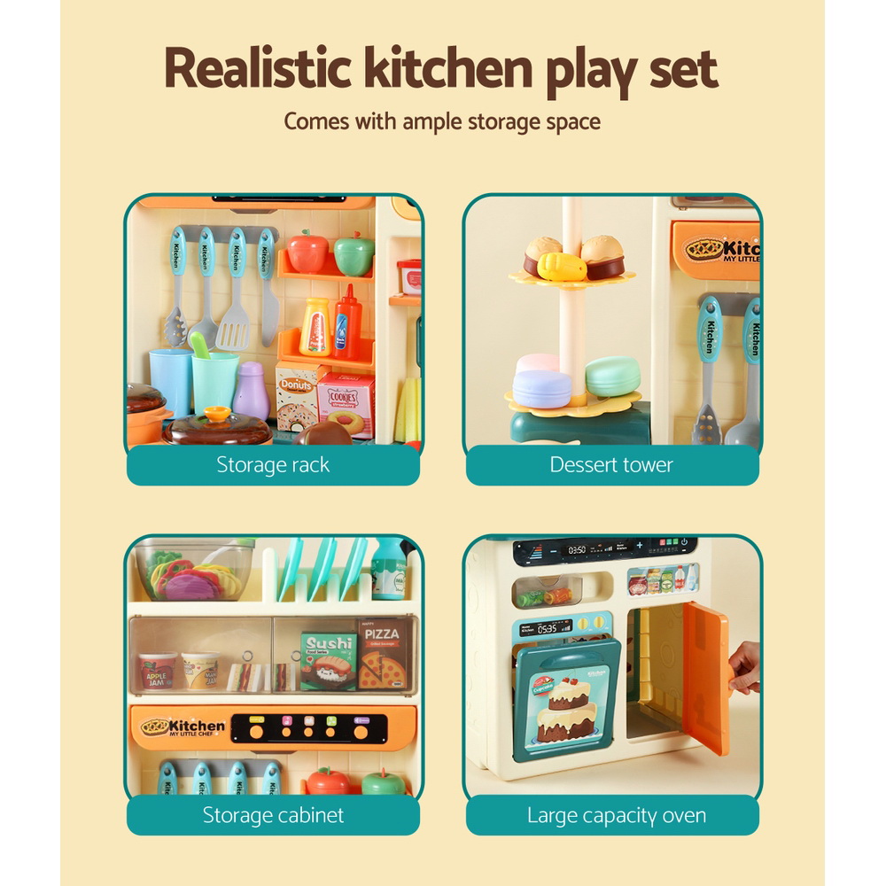Keezi Kids Kitchen Pretend Play Set Cooking Sound Steam Light Function — image 3