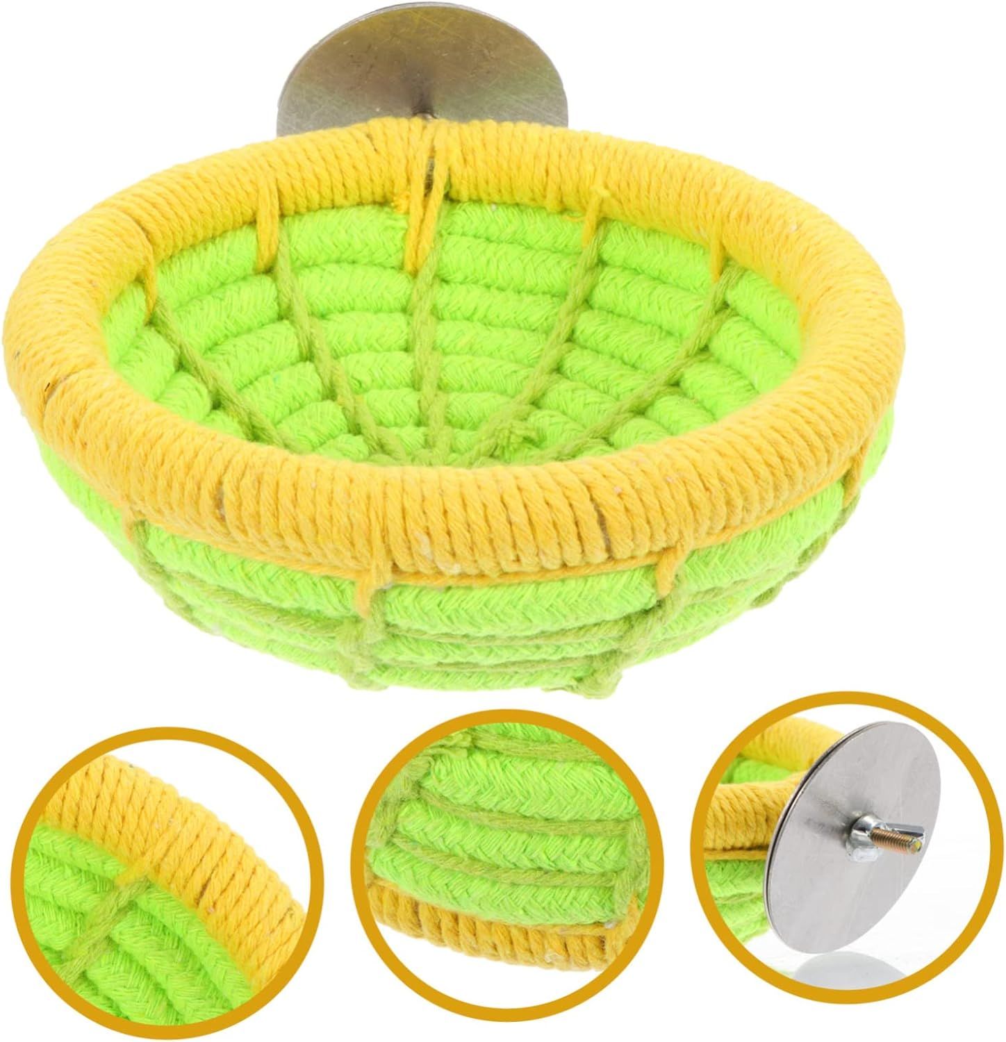 Handmade cotton rope bird breeding nest hatching house parrot nest cage buji parrot long tailed parrot canary love bird (yellow) โ image 2