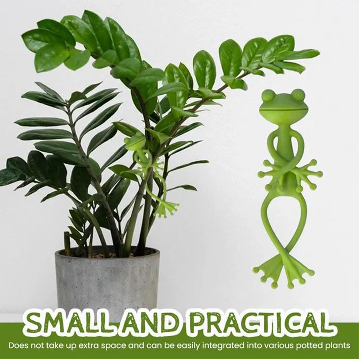 5 Pieces - Frog Plant Stand - Plant Support - Green Frog Plant Supports - Cute Frog Flowerpot Hugger Plant Climbing Fixture Clips - Freestanding - Animal — image 2
