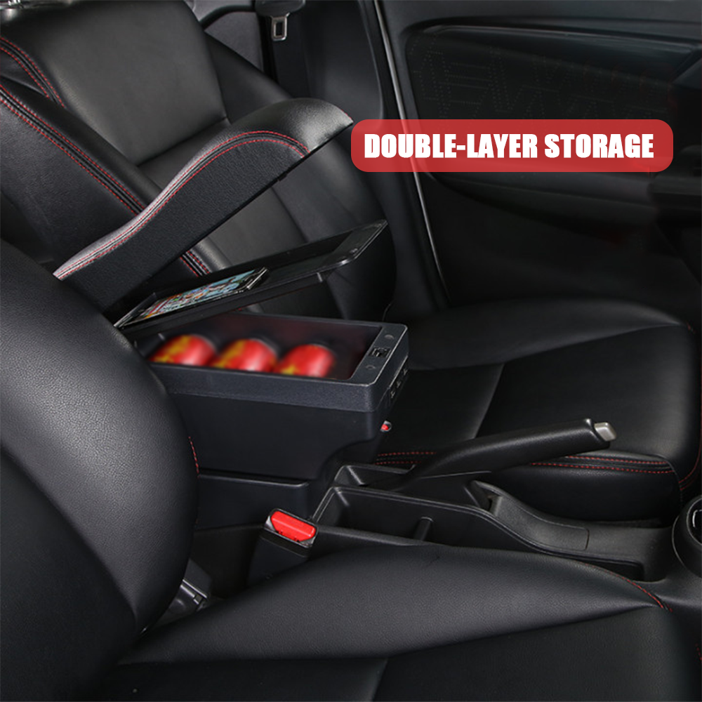 Suzuki Swift 2005-2021 Center Central Storage Car Console Seat Armrest Box Durable ABS Armrest Box Replacement Double Layer Black With USB Cable โ image 3
