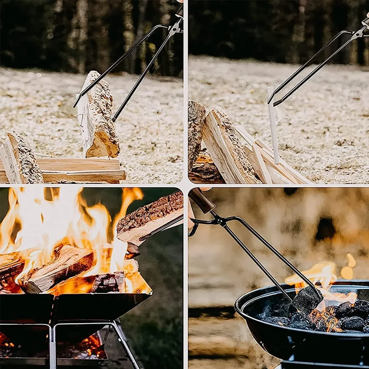Barbecue Charcoal Tongs Fire Lifting Tool Metal Clamp For Outdoor Cooking Grill — image 6