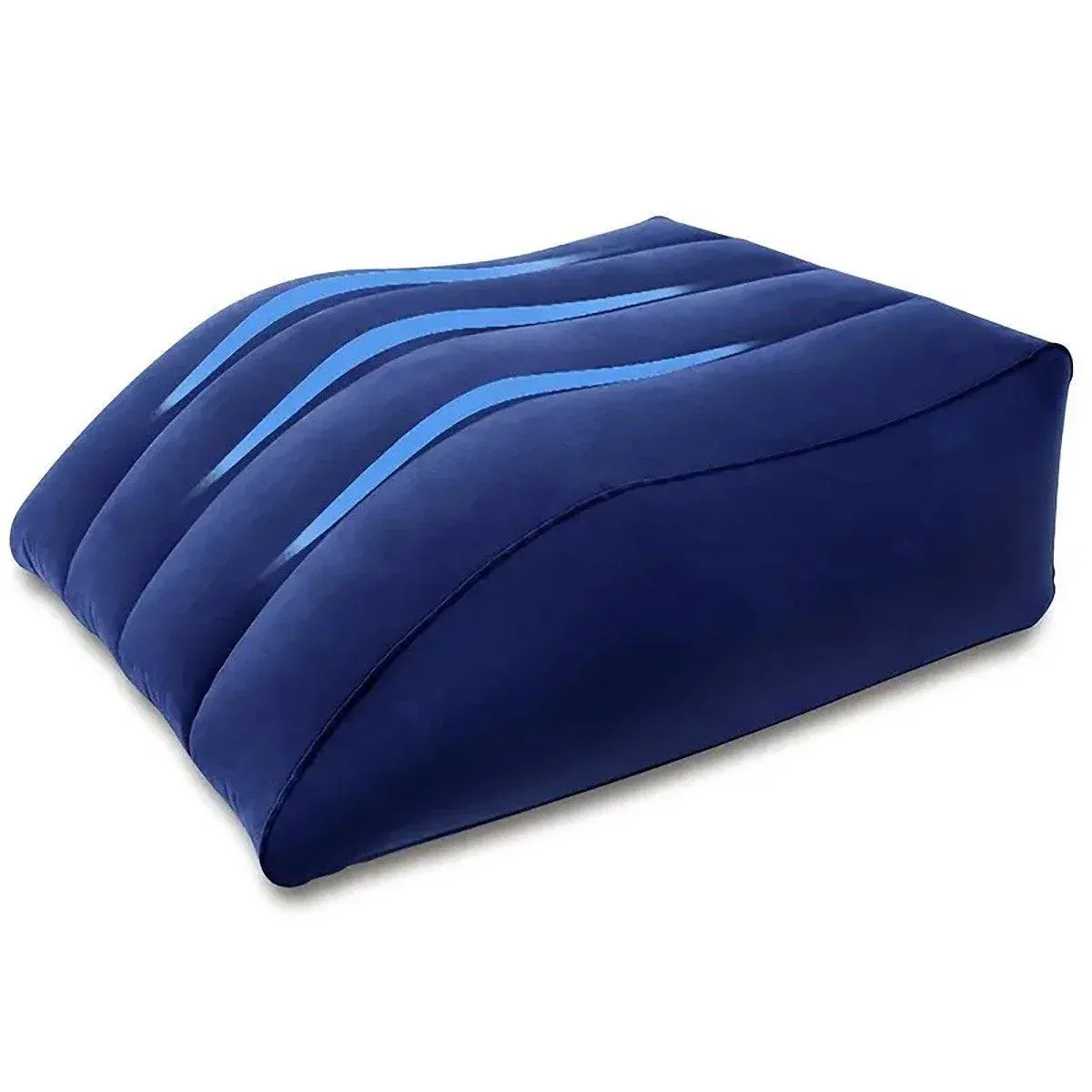 Inflatable PVC Leg Pillow Wedge Triangle Foot Cushion Flocking - Blue