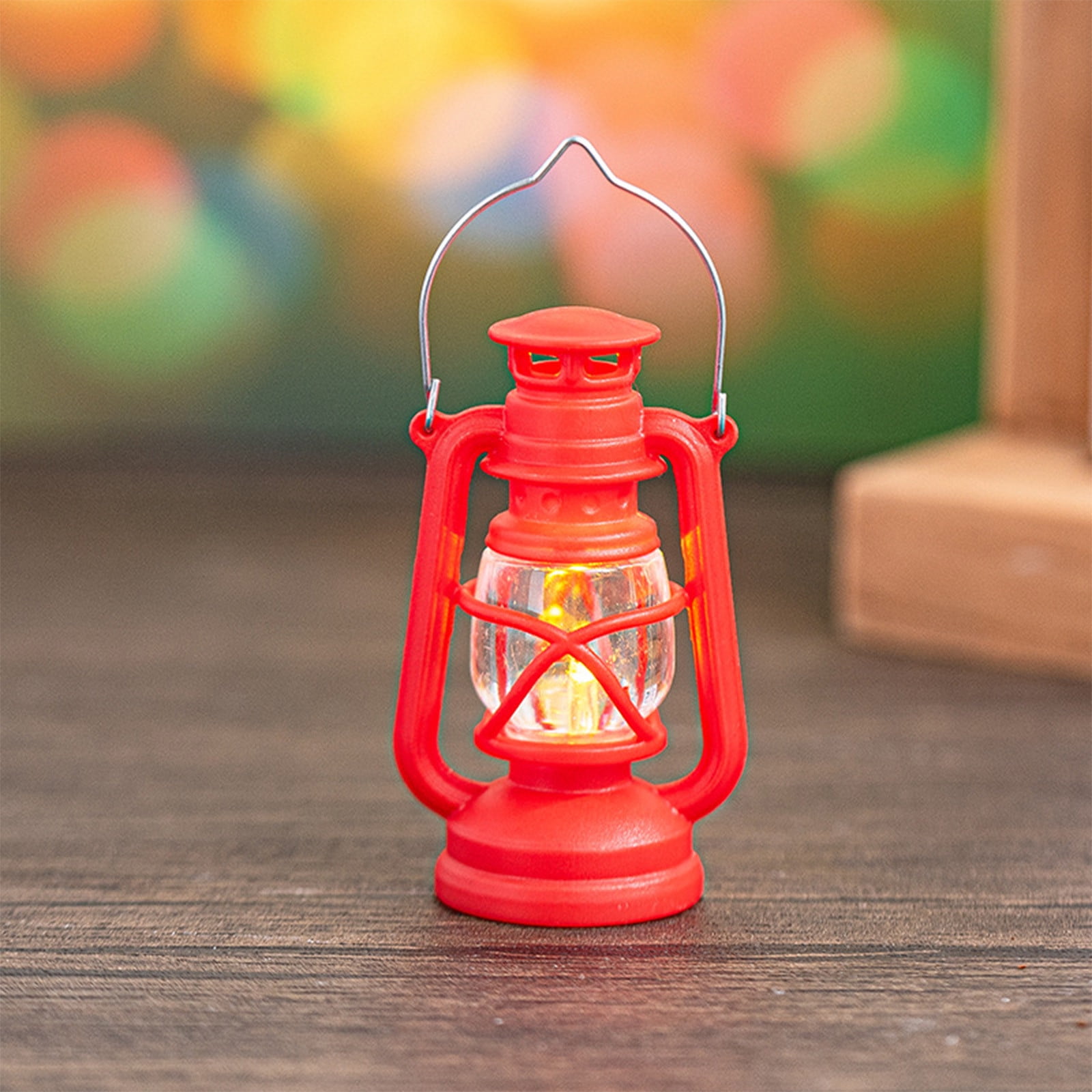 Vintage LED Hurricane Lantern, Battery‑Operated Warm Light Antique Metal Hanging Lantern with Dimmer Switch, 150 Lumen, Red — image 4