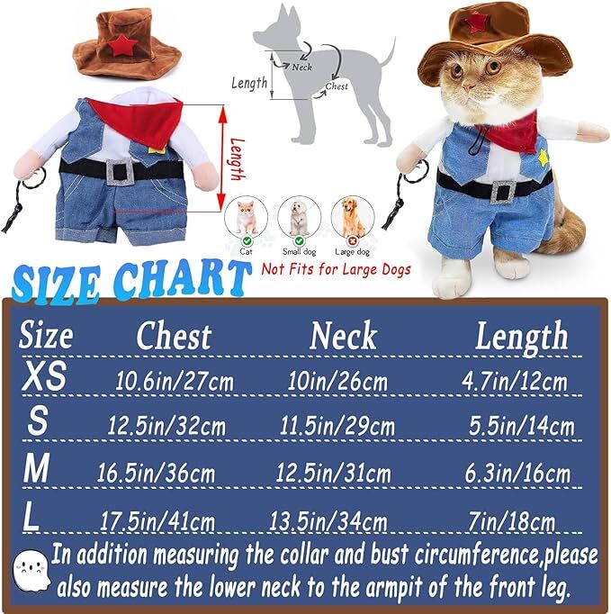 pet products Small Dog Cowboy Costume with Hat 2pcs Funny Halloween Chucky Costumes Cool West Cowboy Uniform Puppy Denim Overalls Western Cosplay โ image 6