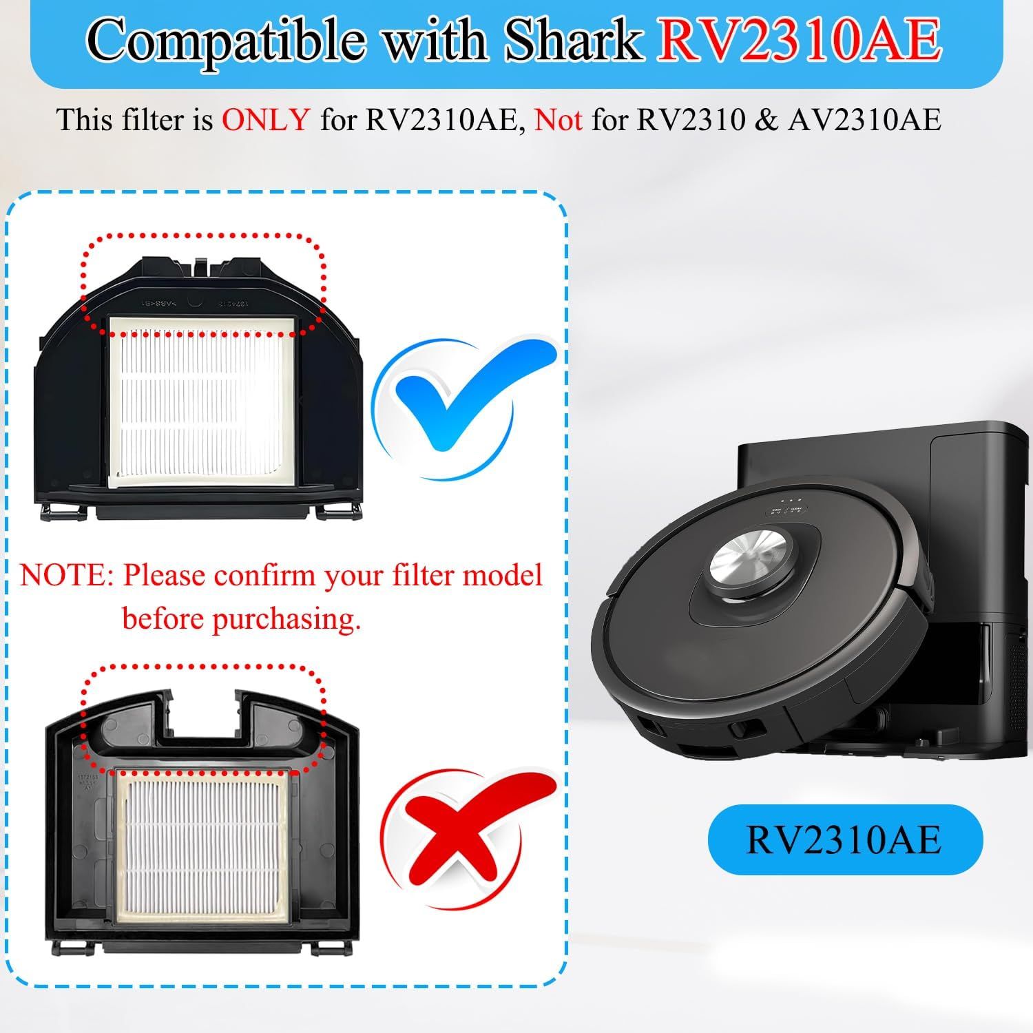 RV2310AE Replacement Parts or Shark RV2310AE Matrix Robot Vacuum Cleaner Accessories Kit, 1 Main Brush, 6 Side Brushes, 2 ilters, 2 Sets oam ilters, 1 Cleaning — image 3