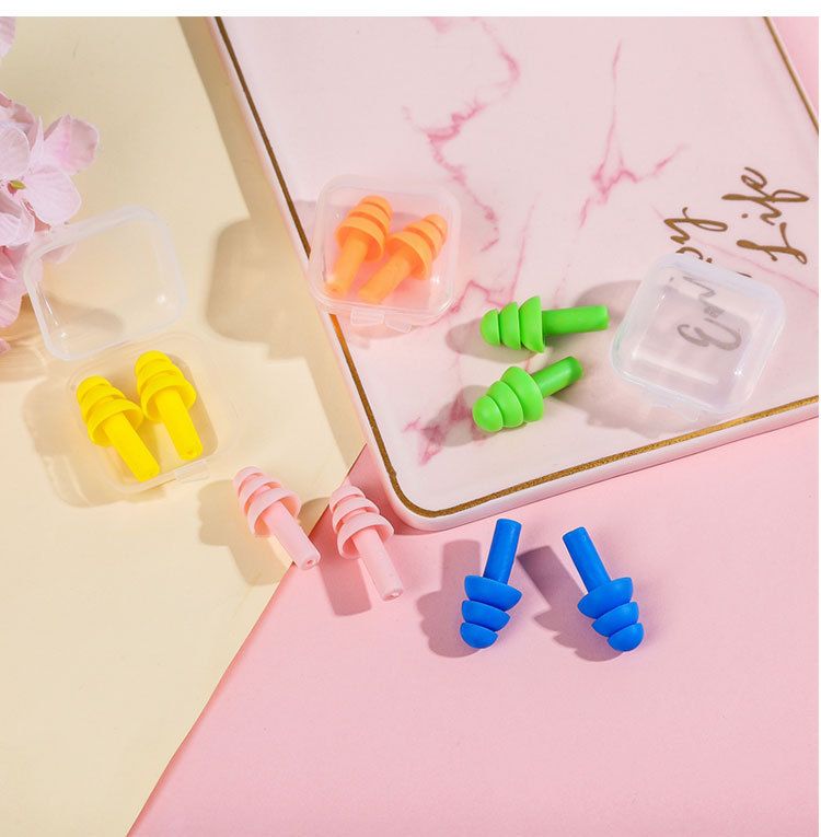 5 Pairs Waterproof Earplugs Silicone Swimming Earplugs Noise Cancelling Ear Plugs with Storage Box for Swimming Sleeping Snoring — image 2