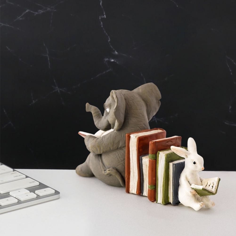 Elephant and Rabbit Statue Bookend Figurines Ornaments Resin Animal Figurines Decor for Home Decorations โ image 6